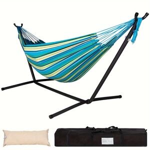 Hammock w Steel Stand Includes Carrying Case & Head Pillow 450lbs Capacity